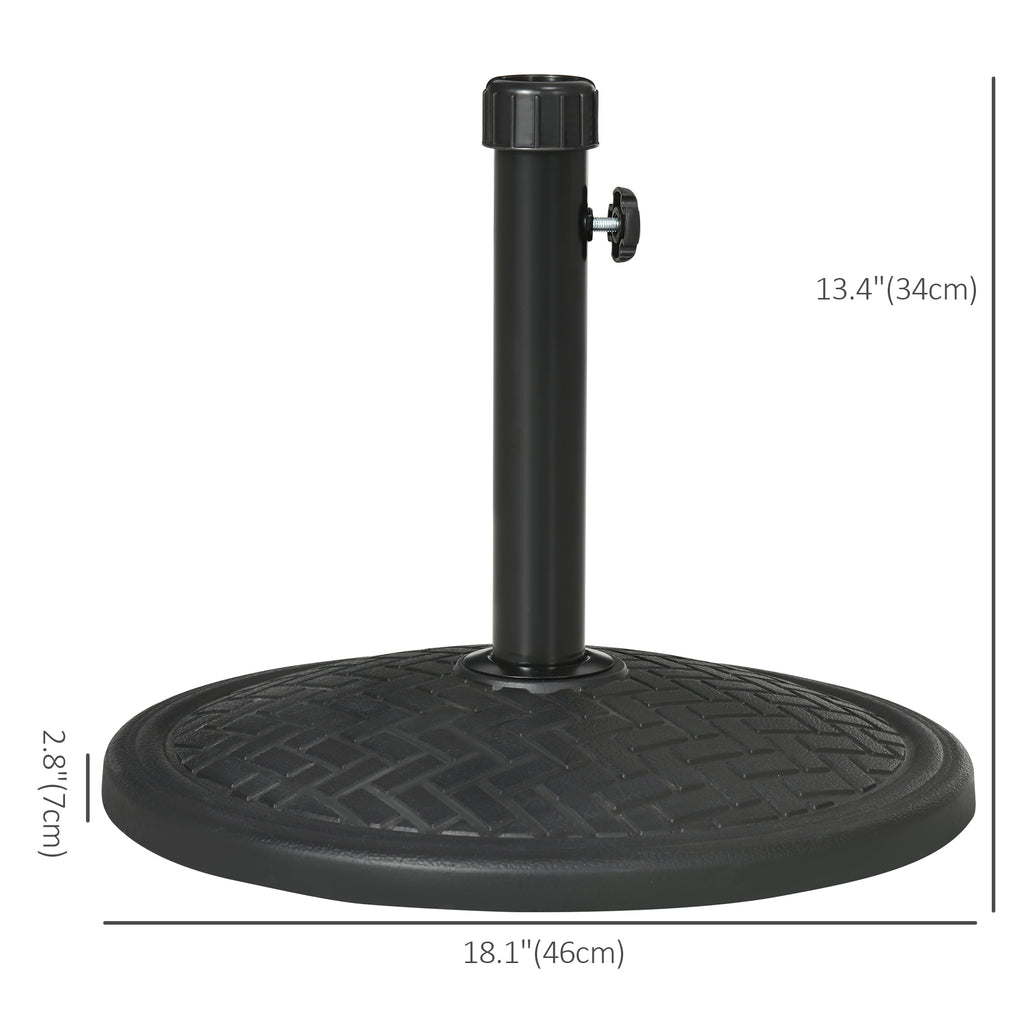 31lbs Concrete Round Patio Umbrella Base Holder, Outdoor Market Umbrella Stand Weight for Lawn, Deck, Backyard, Garden, Black