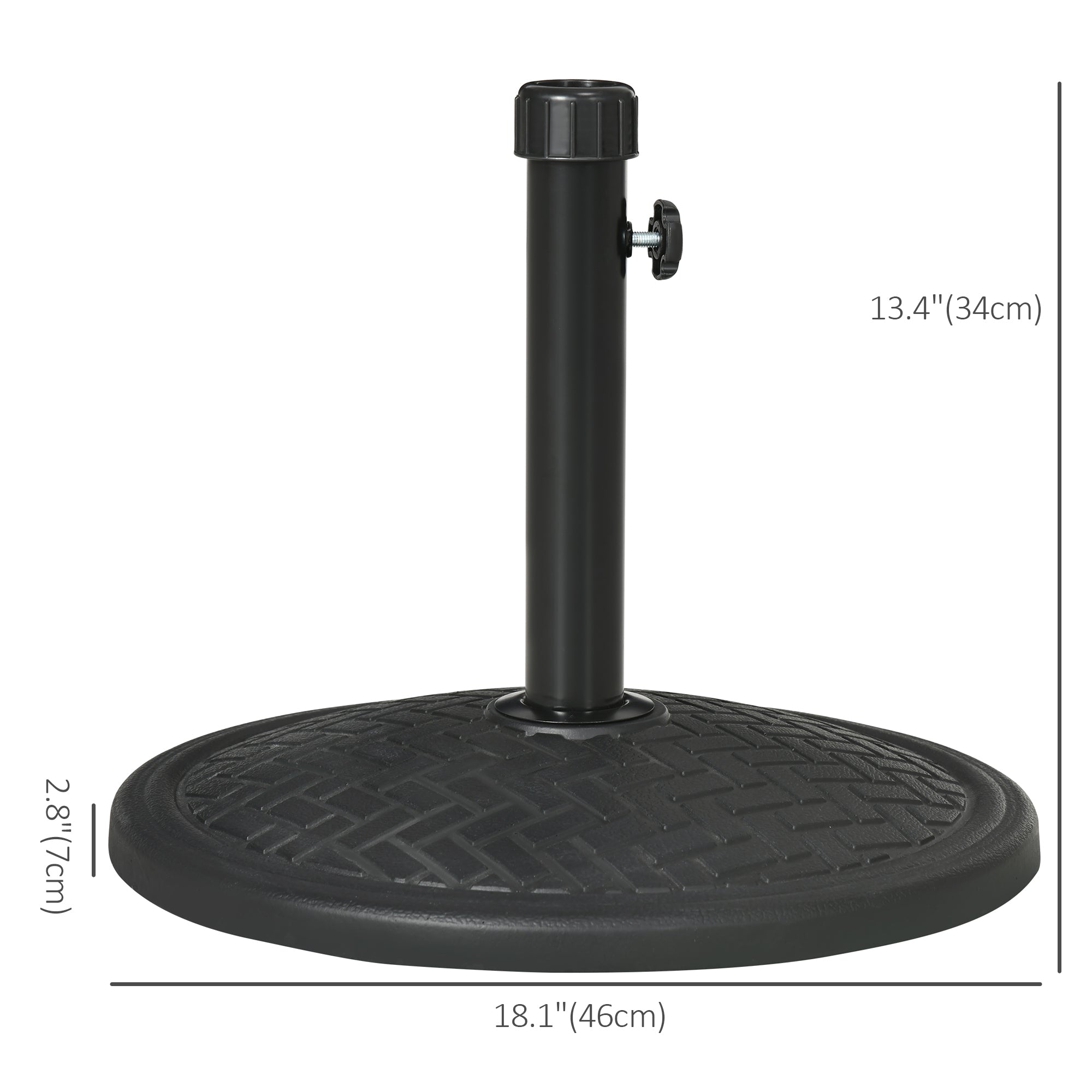 31lbs Concrete Round Patio Umbrella Base Holder, Outdoor Market Umbrella Stand Weight for Lawn, Deck, Backyard, Garden, Black
