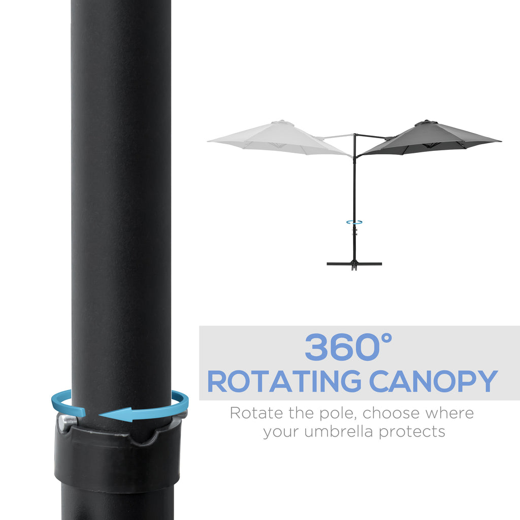 8.5FT Outdoor Cantilever Roma Parasol with 360Â° Rotation and Cross Base, Offset Patio Umbrella for Garden, Dark Grey