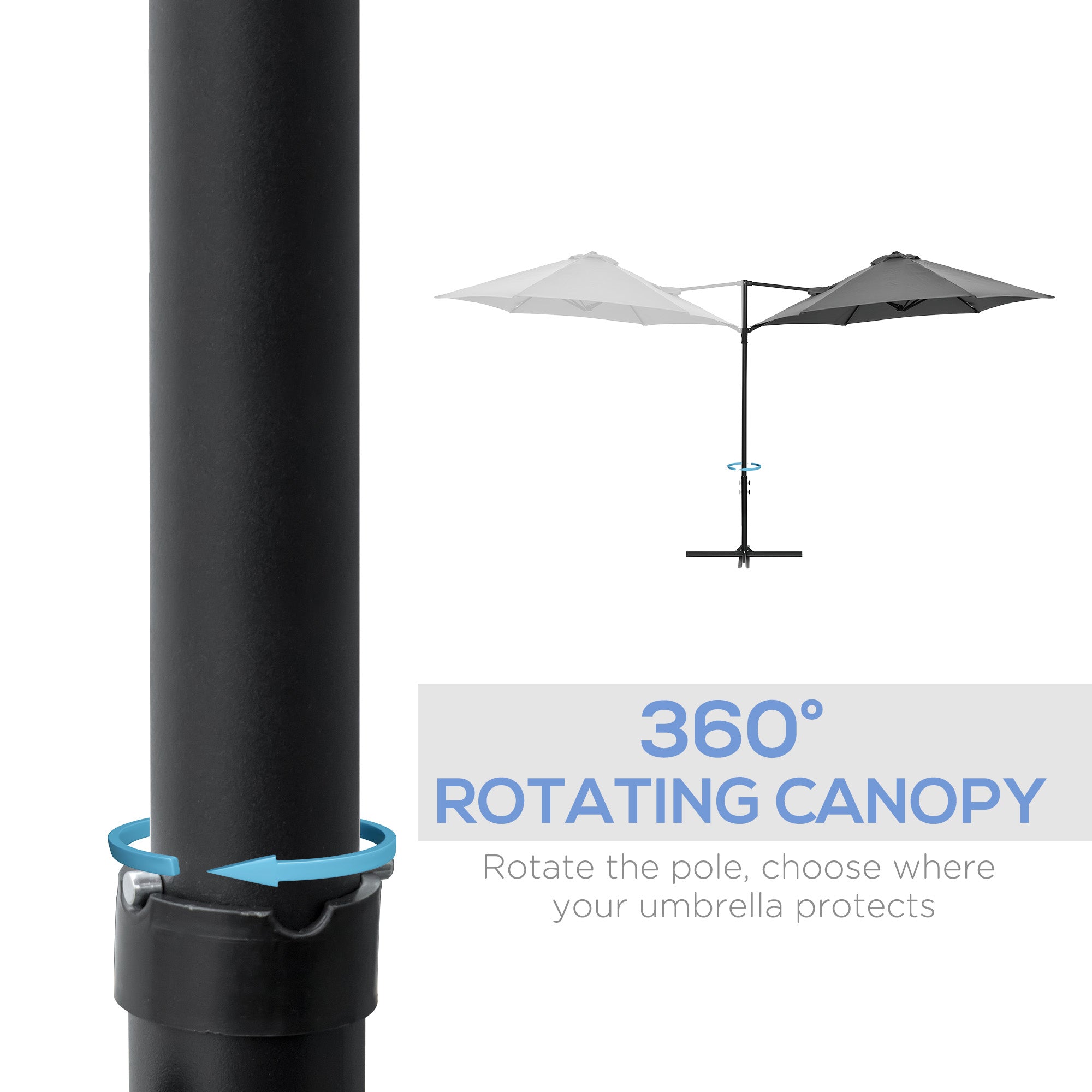 8.5FT Outdoor Cantilever Roma Parasol with 360Â° Rotation and Cross Base, Offset Patio Umbrella for Garden, Dark Grey