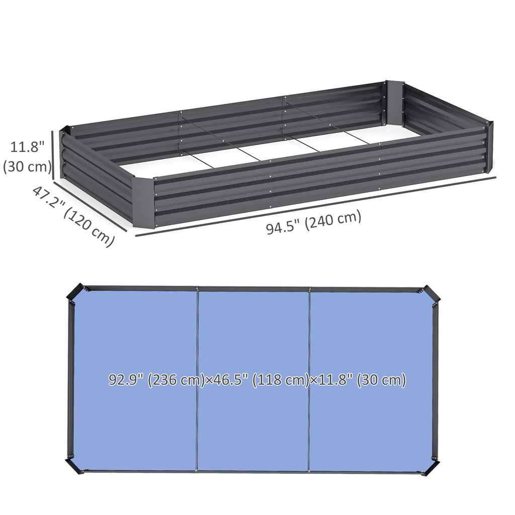 Galvanized Raised Bed, 8' x 4' x 1' Metal Planter Box, Outdoor Garden Box with Open Bottom for Flower Herb Vegetable