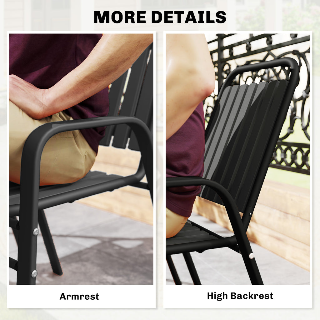 Stackable Outdoor Dining Chairs Set of 2, for Patio, Balcony, Deck, Garden, Black