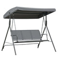 3-Seater Swing Chair Covered Garden Hammock A-Frame Outdoor Porch Glider Sling Seat with Adjustable Canopy Cover, Grey