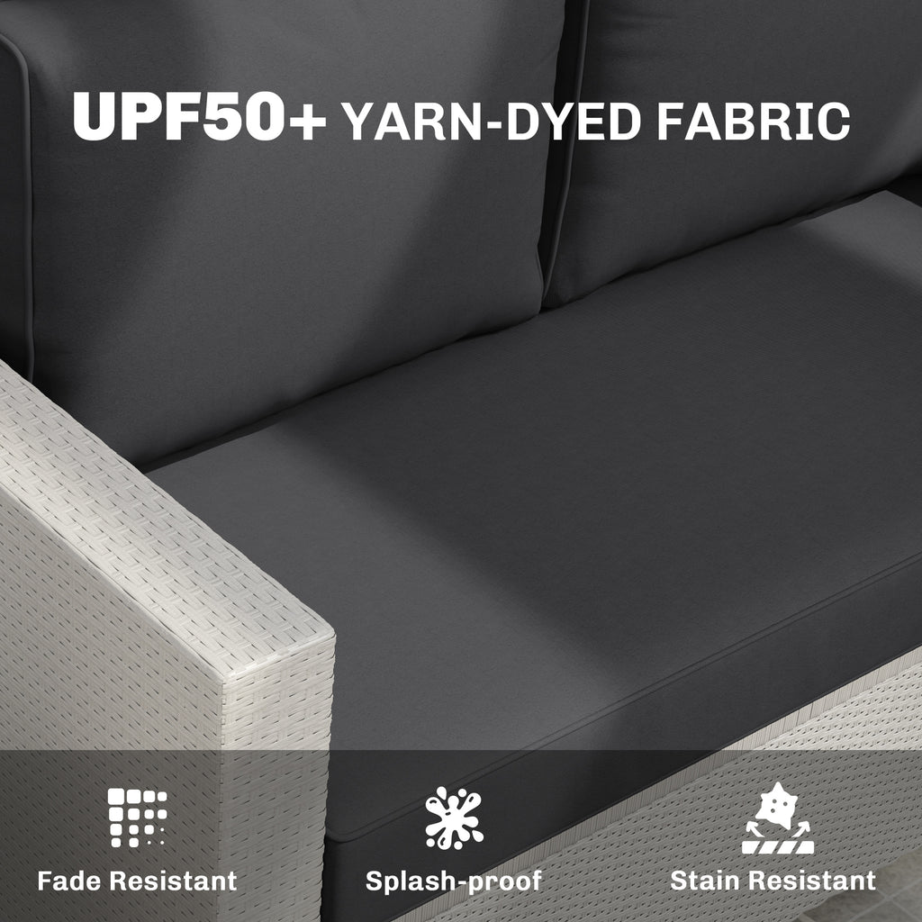 2 Seater Outdoor Seat Cushions with Backrest, Loveseat Double Sofa Outdoor Furniture Cushions, Black