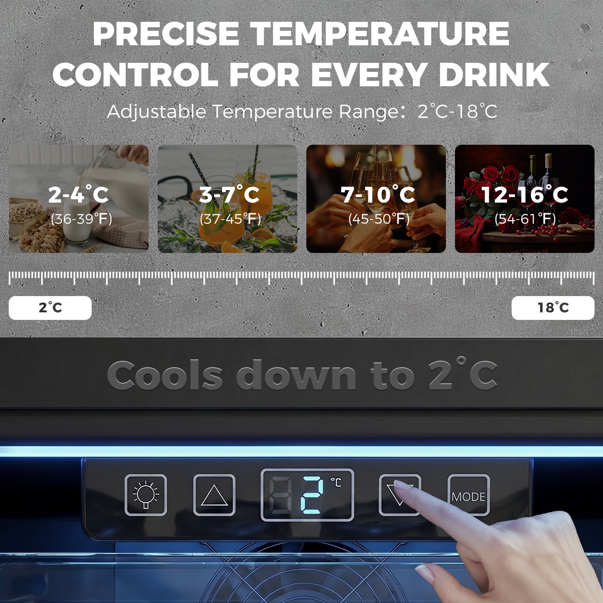 2.4 Cu.Ft Beverage Refrigerator, 70 Can Beverage Fridge Cooler with Double-Layer Glass Door