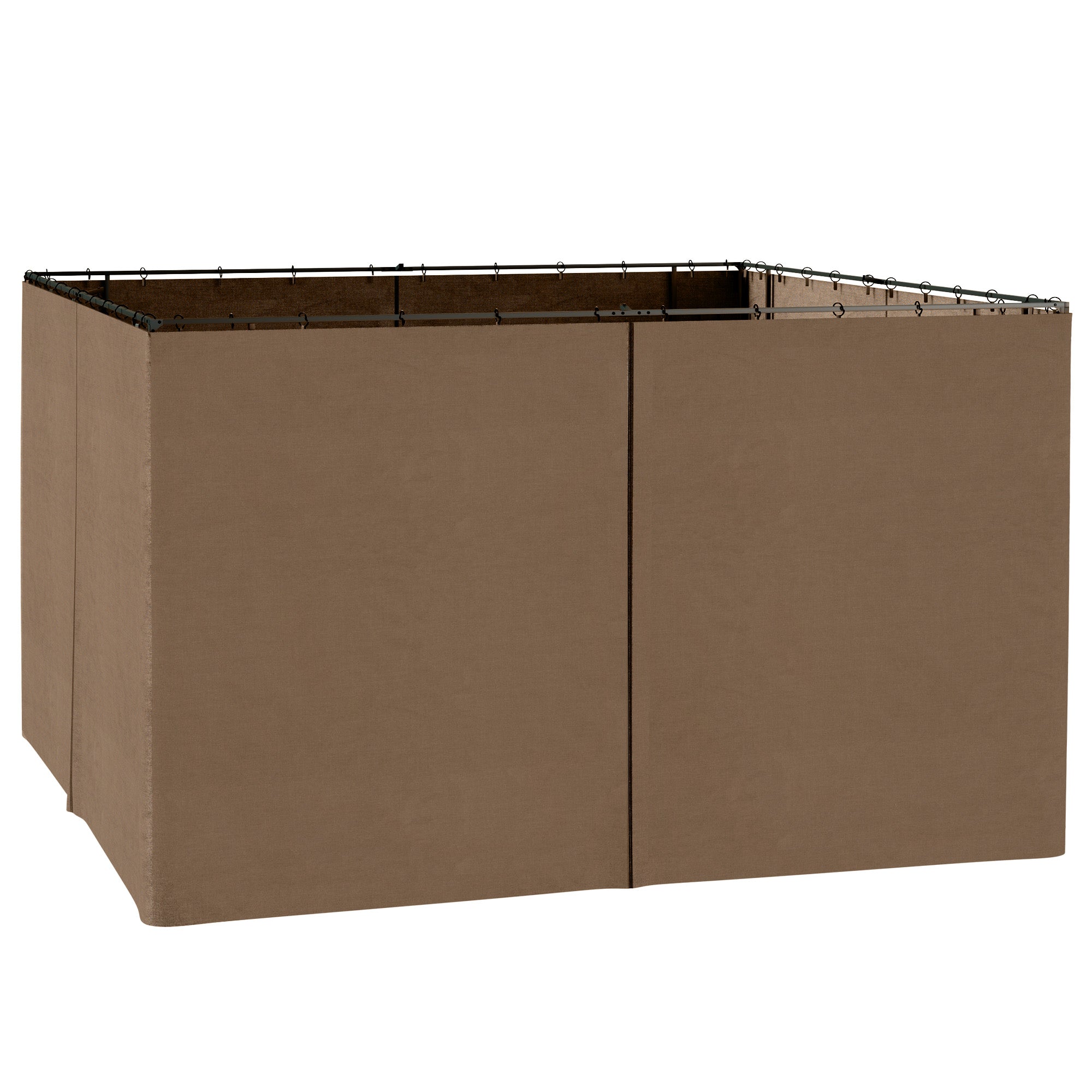 Gazebo Curtains, 10' x 12' Universal Replacement Privacy Curtain, 4-Panels Sidewall with Hooks/C-Rings, Brown