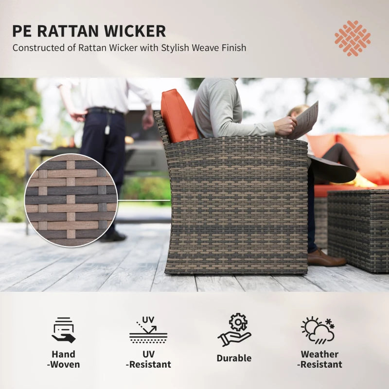 Modern outdoor rattan furniture set with beige cushions for backyard