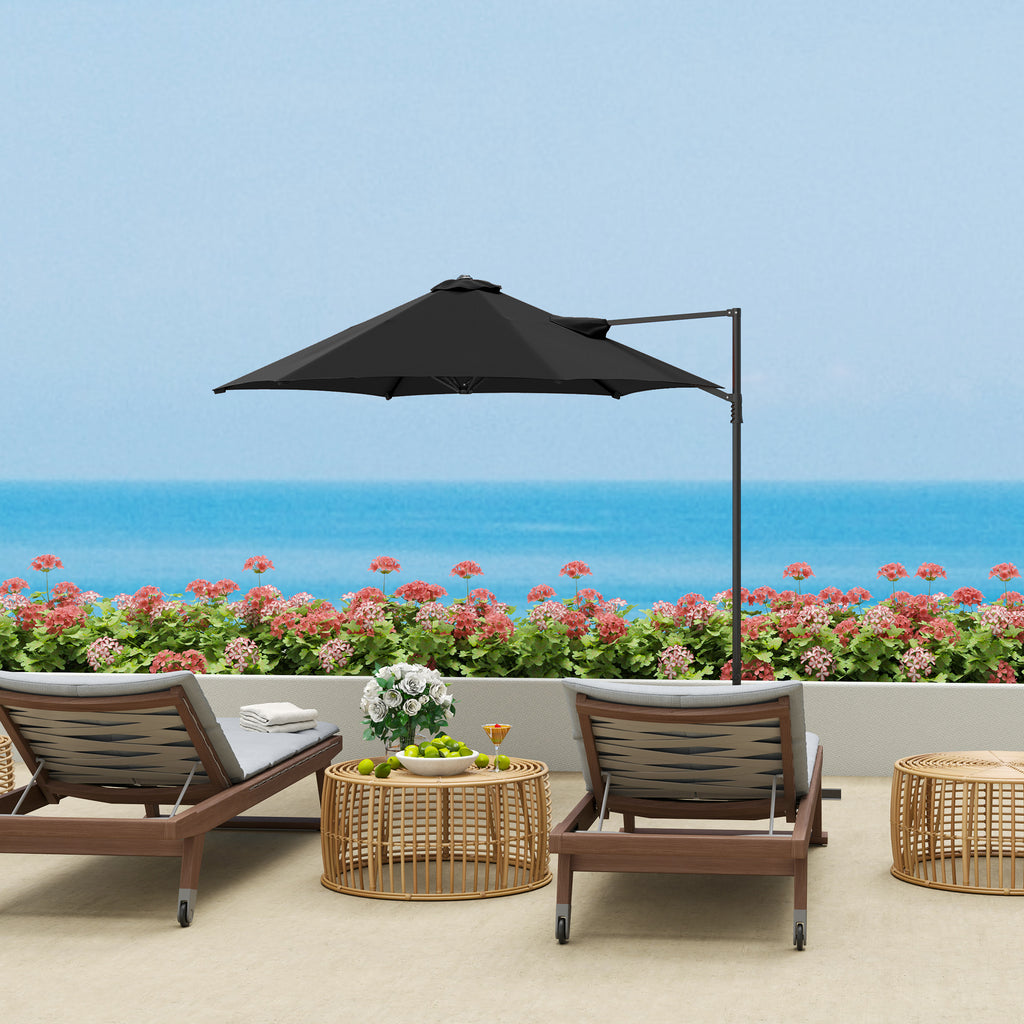 8.5FT Offset Patio Umbrella 360Â° Rotation Cantilever Parasol Outdoor Cantilever Roma Parasol Î¦100.8" x 96.5"H Black