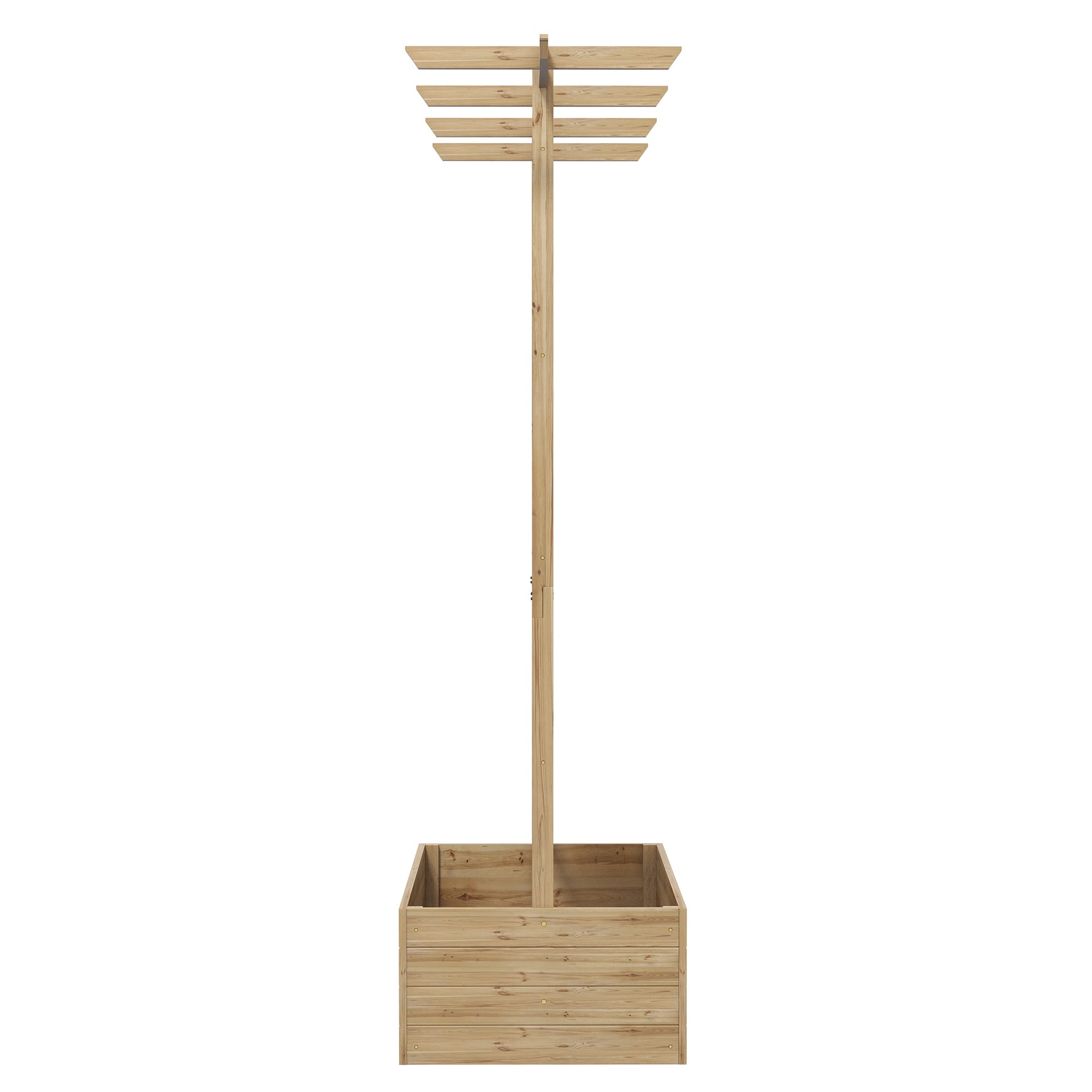 Wooden Planter with Trellis Privacy Screen, Raised Garden Bed to Grow Vegetables, Herbs and Flowers, Natural