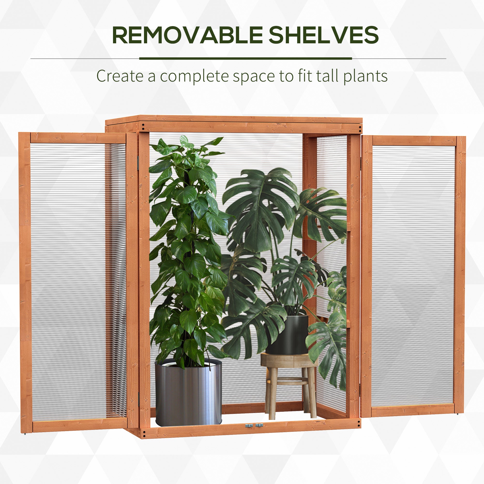 Wooden 2 Tier Cold Frame Greenhouse Polycarbonate Plant Grow House Portable Garden, 22.8" x 17.3" x 30.7", Orange