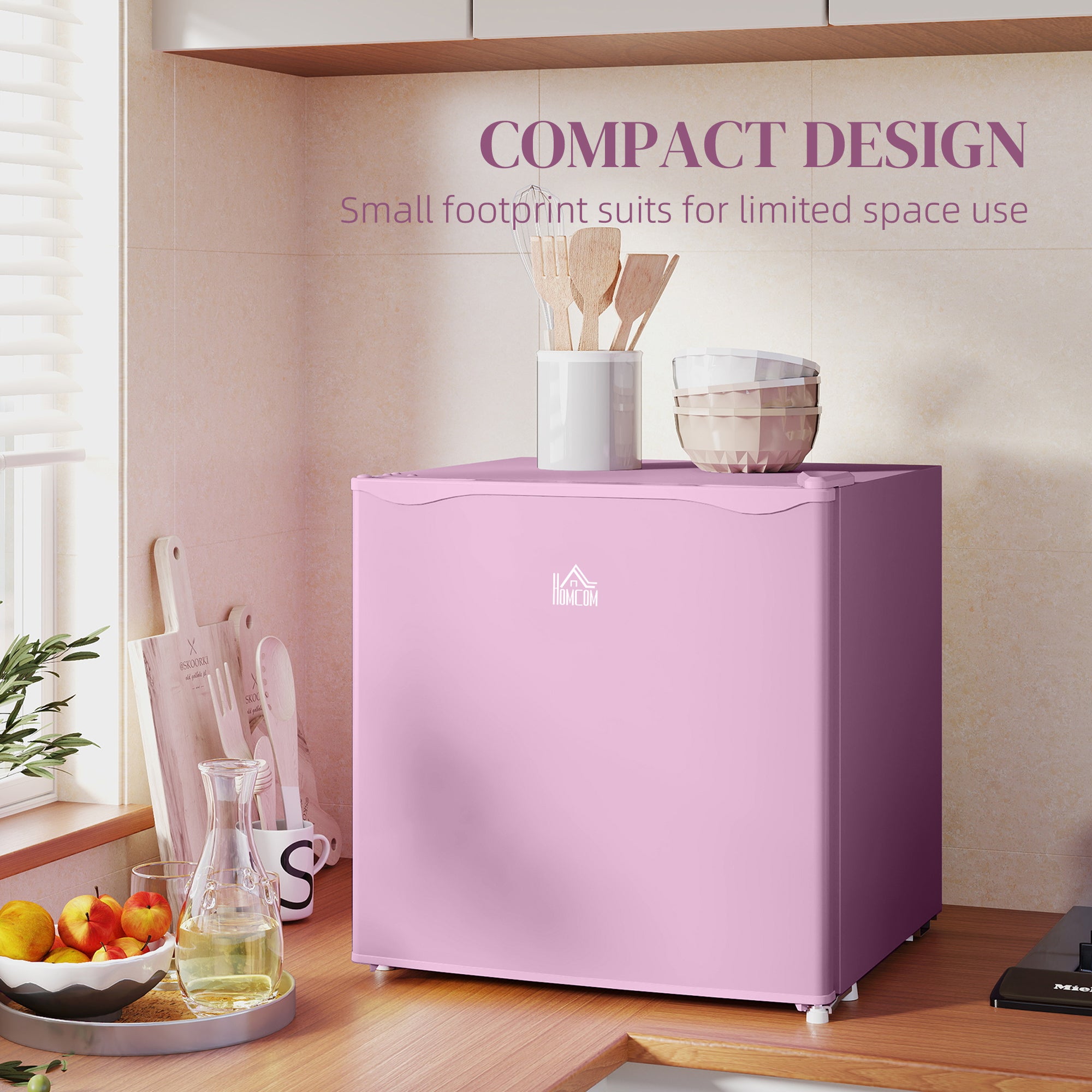 1.1 Cu. Ft. Mini Freezer, Compact Upright Freezer with Reversible Door, Removable Shelf, Adjustable Temperature, Pink