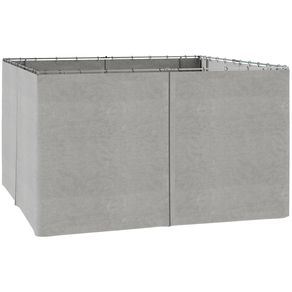 Gazebo Curtains, 10' x 13' Universal Replacement Privacy Curtain, 4-Panels Sidewall with Hooks/C-Rings, Light Grey