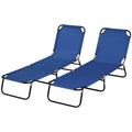 Set of 2 Folding Outdoor Lounge Chair, Sun Tanning Chairs with Reclining Back, Breathable Mesh for Beach Patio, Blue