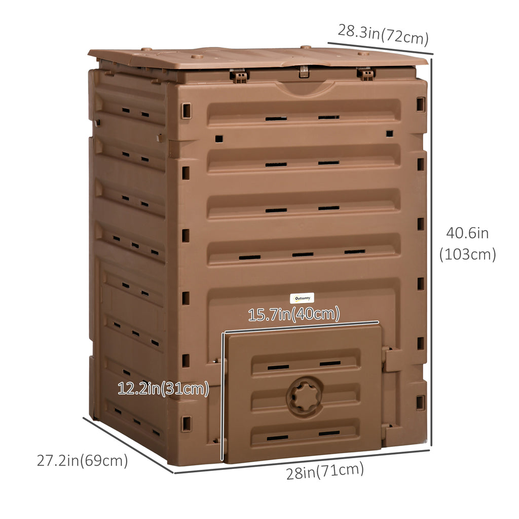 Compost Bin, Garden Composter with 80 Vents and 2 Doors, 120 Gallon (450L), Brown