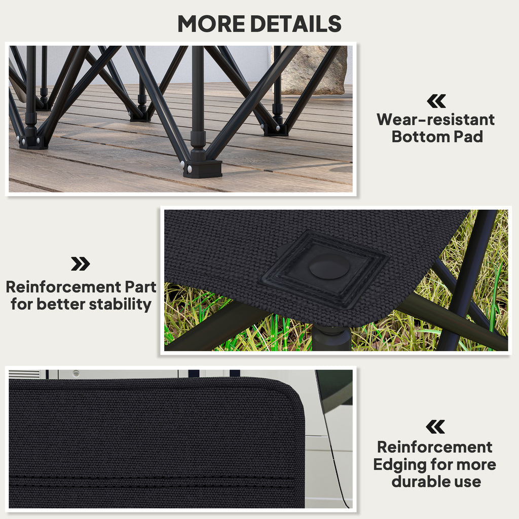 6 Seat Folding Camping Chair with Cup Holder and Carrying Case for Camping, Picnic, Sport Events, Black