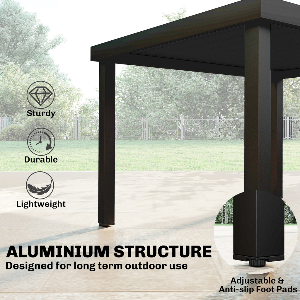 Aluminum Outdoor Dining Table for 6, Patio Rectangular Table, 47.2" x 35.4" x 29.1", Black