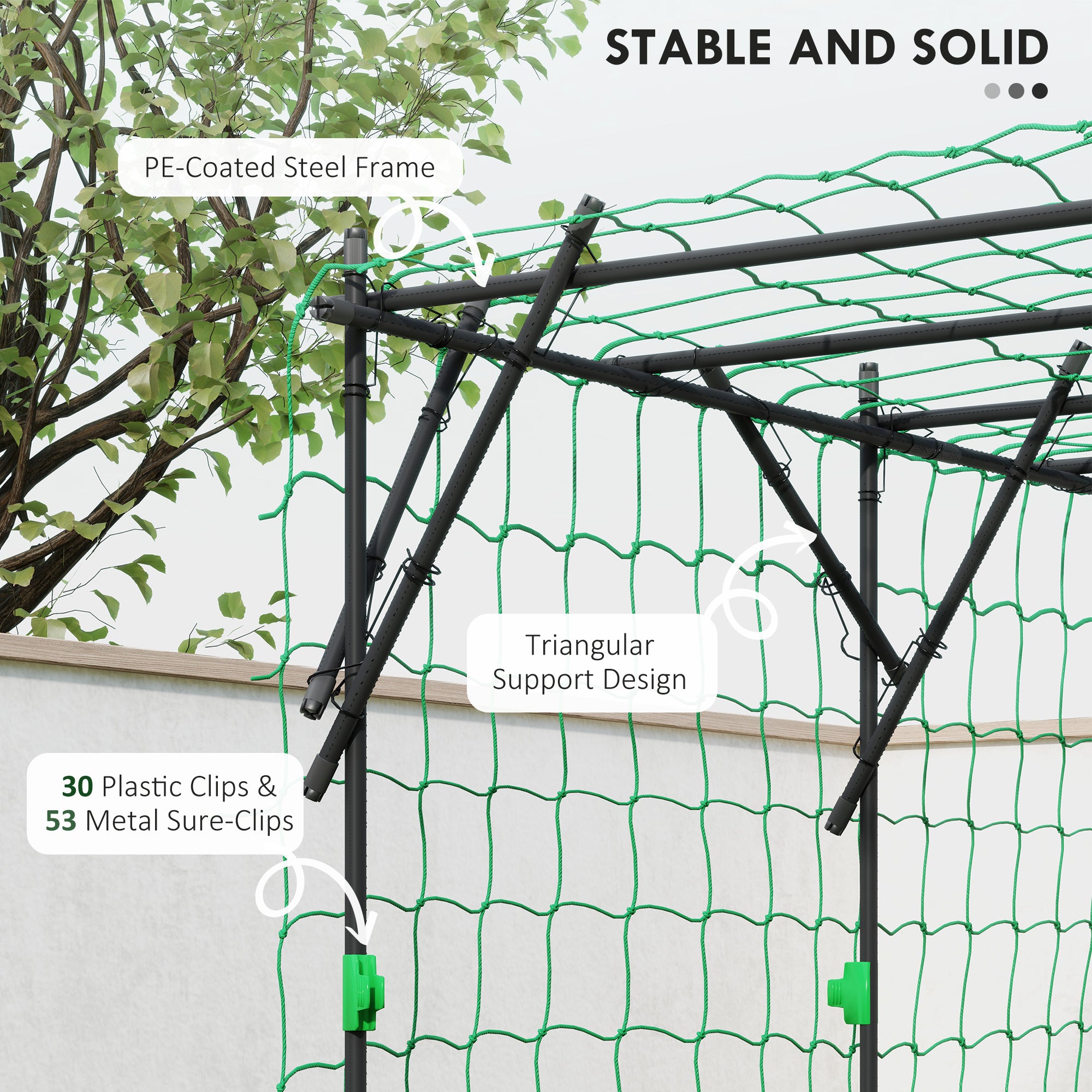 Garden Arch Cucumber Trellis for Climbing Plants, 7.3 FT Tall Metal Plant Trellis Support with Climbing Net, Black