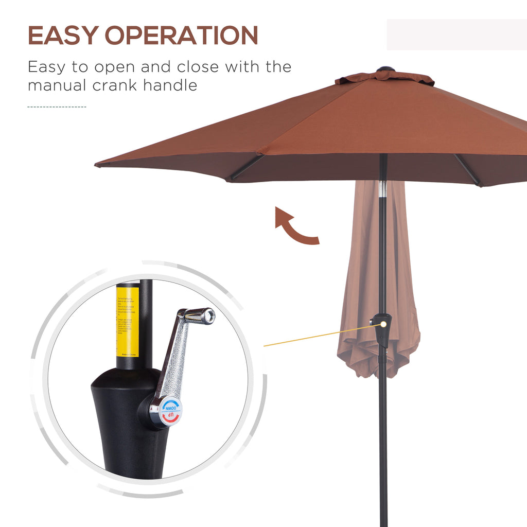 8.5FT Patio Umbrella, Round Garden Parasol with 6 Ribs, Market Sunshade Tilt Canopy w/ Crank Handle for Outdoor, Coffee