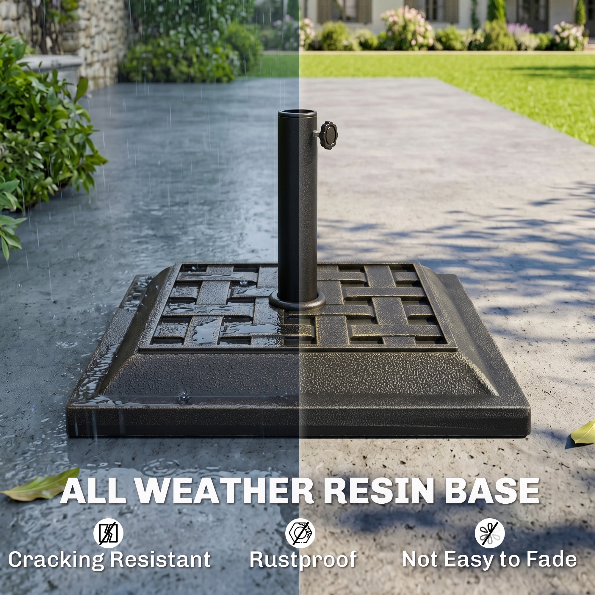 20 lbs Square Resin Patio Umbrella Stand Base Coated Pole Market Umbrella Parasol Holder Bronze