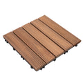 27 Pcs Wood Interlocking Deck Tiles, 12 x 12in Outdoor Flooring Tiles for Indoor and Outdoor Use, Tools Free Assembly, Brown