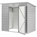 6 x 4FT Galvanized Garden Storage Shed, Metal Outdoor Shed with Double Doors and 2 Vents, Light Grey