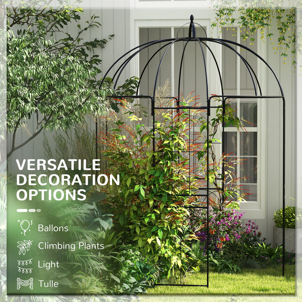 Birdcage Shape Arbour, Metal Garden Arbour Pergola Pavilion for Climbing Plants, Lights, French Style Arch Trellis