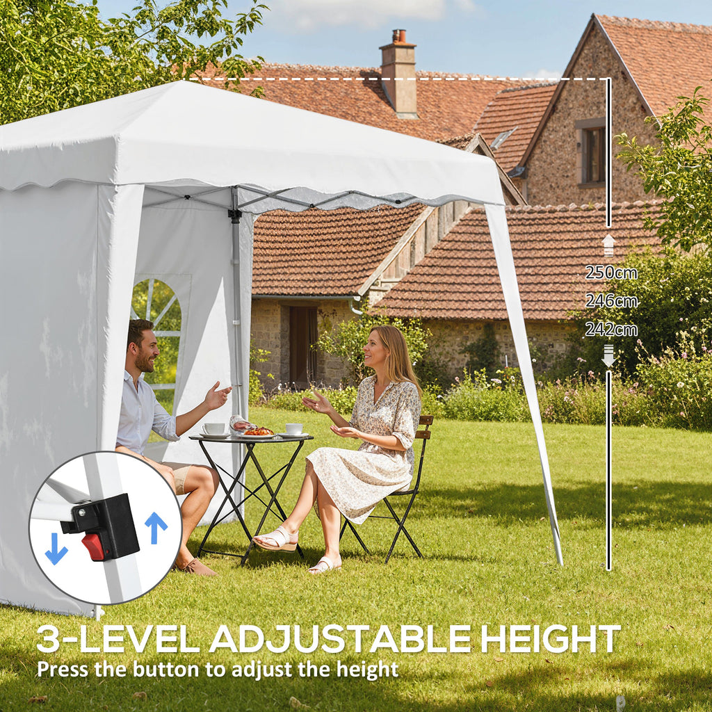 Pop Up Canopy Tent with 2 Sidewalls, UV50+ Tents for Parties, with Carry Bag, Slant Legs, 8 x 8ft Top/9.5 x 9.5ft Base
