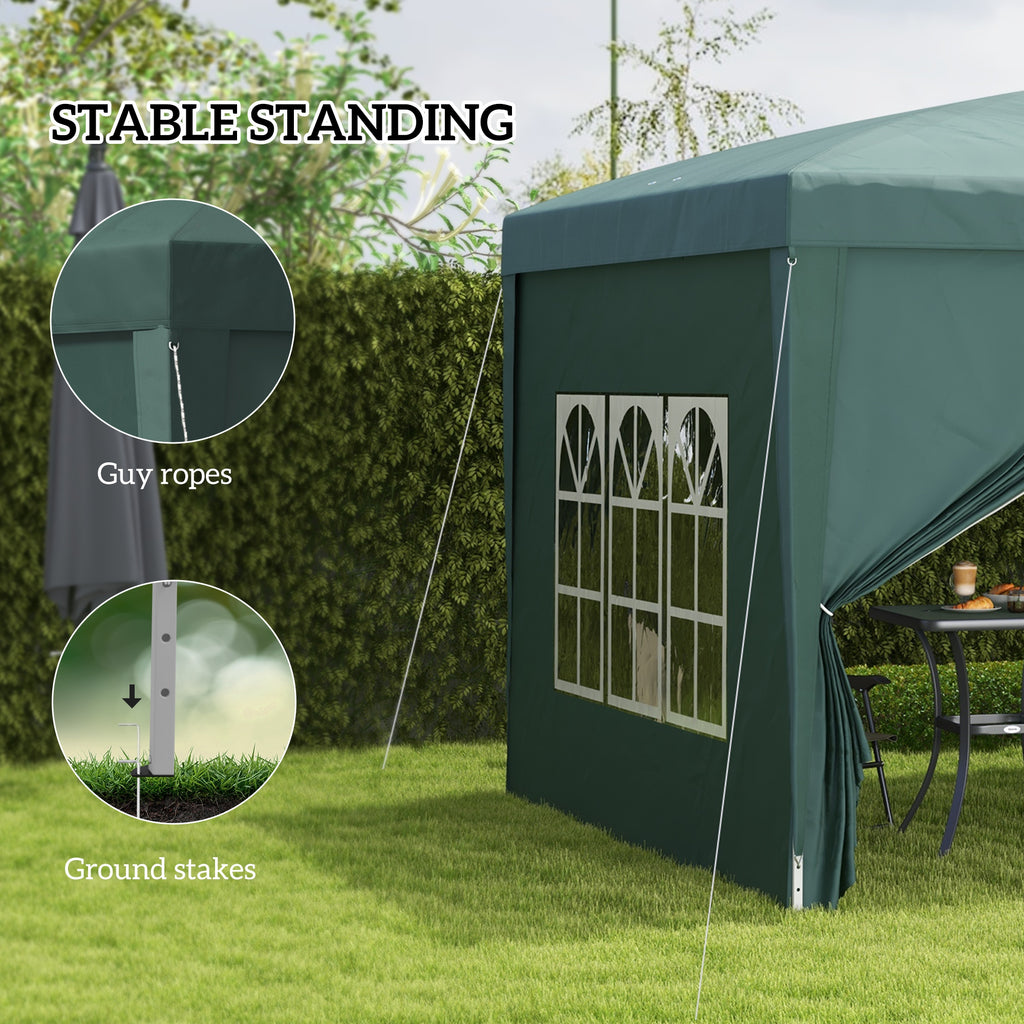 10'x10' Outdoor Pop Up Party Tent Wedding Gazebo Canopy with Carrying Bag (Dark Green)