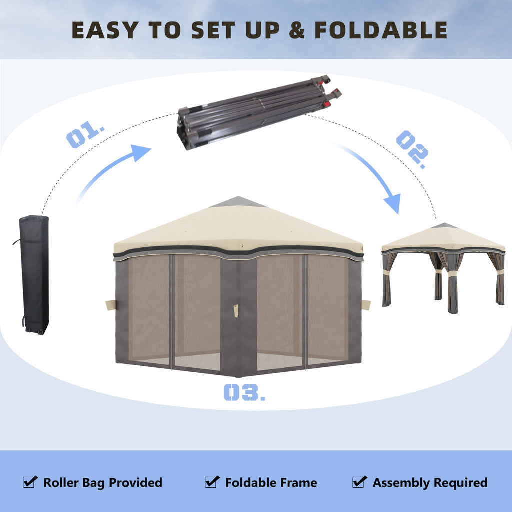 10' x 10' Pop Up Canopy with Netting, Foldable Tents for Parties, Height Adjustable, with Storage Bag