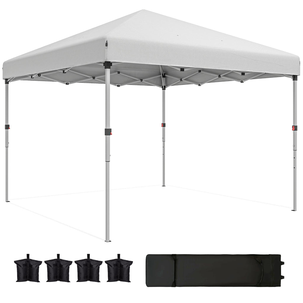 10' x 10' Pop Up Canopy with Sidewalls, Roller Bag, Height Adjustable Instant Tent for Outdoor, Garden, Patio, White