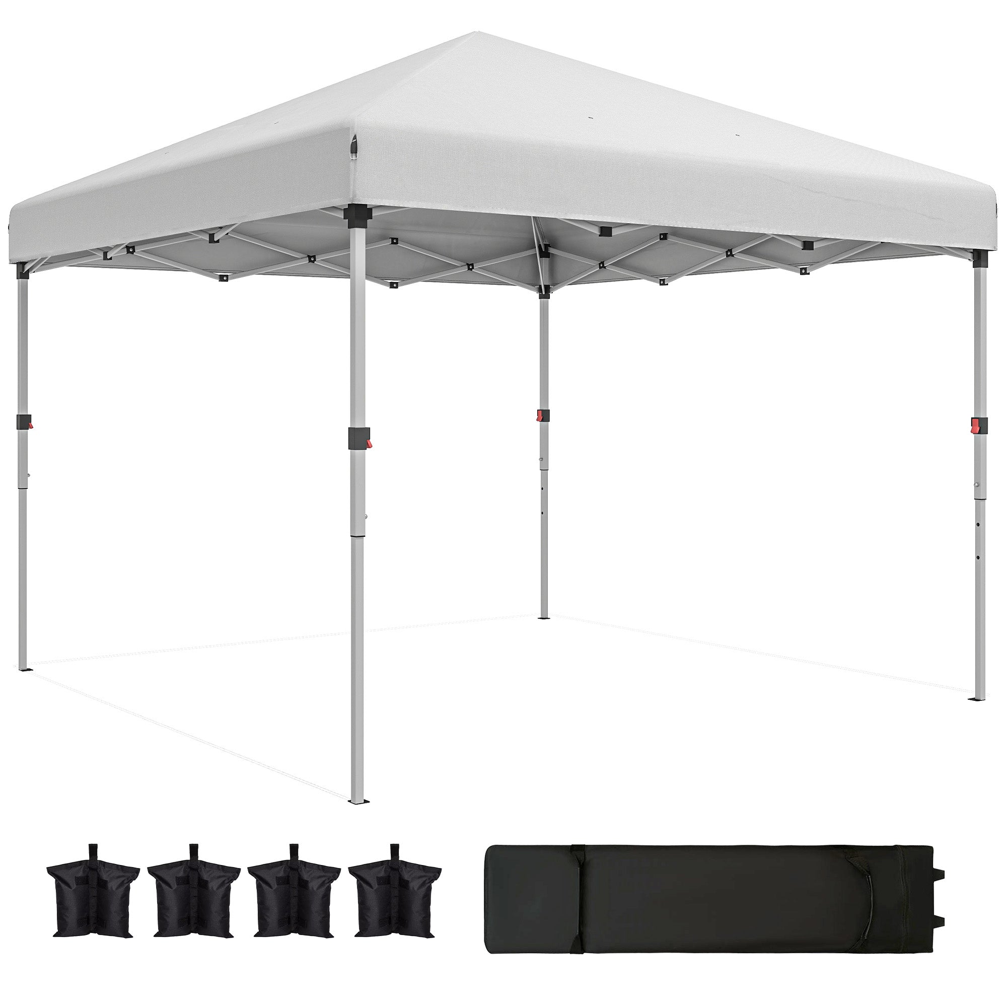 10' x 10' Pop Up Canopy with Sidewalls, Roller Bag, Height Adjustable Instant Tent for Outdoor, Garden, Patio, White