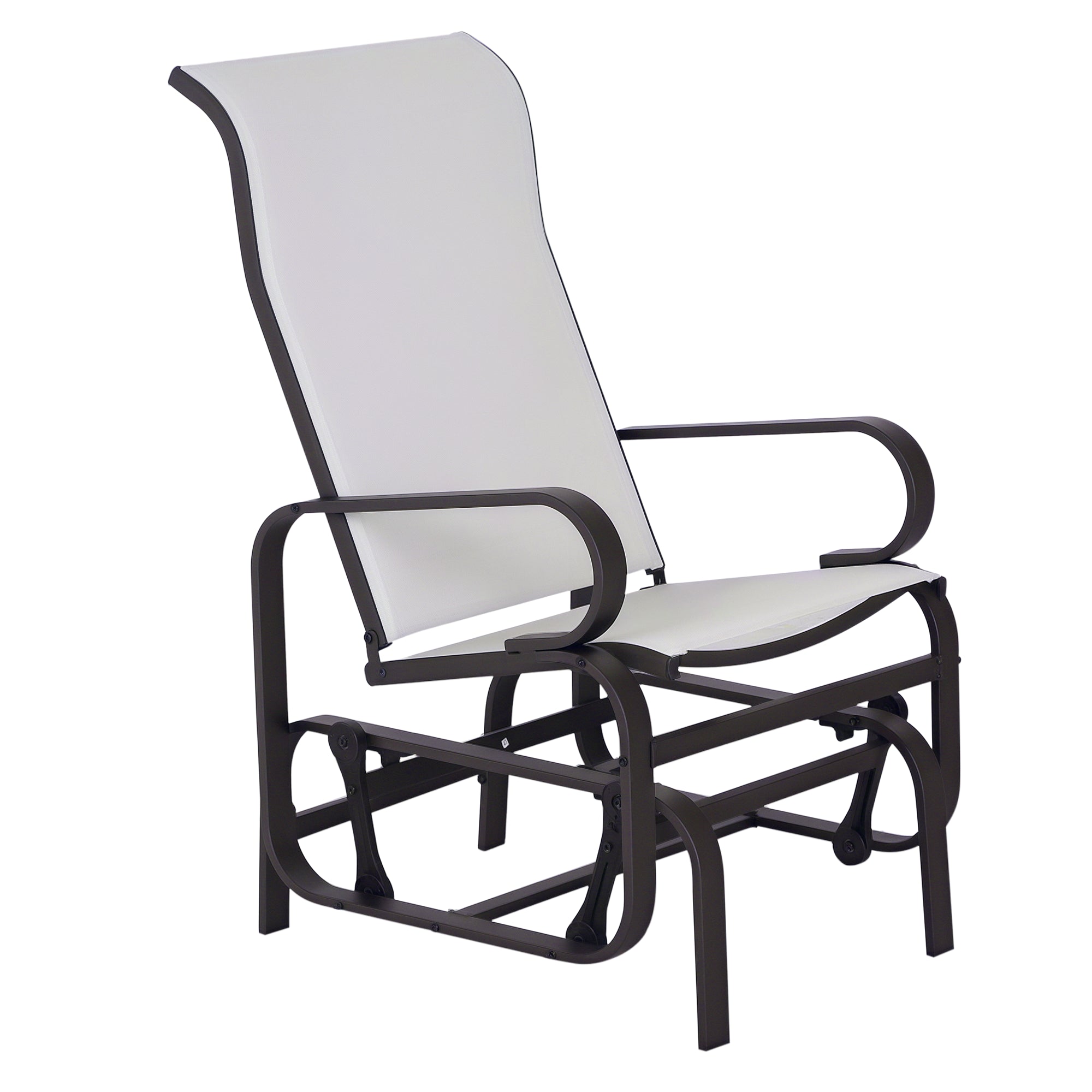 Outdoor Mesh Glider Swing Chair Patio Garden Rocking Gliding Seat Yard Porch Furniture, Brown Beige