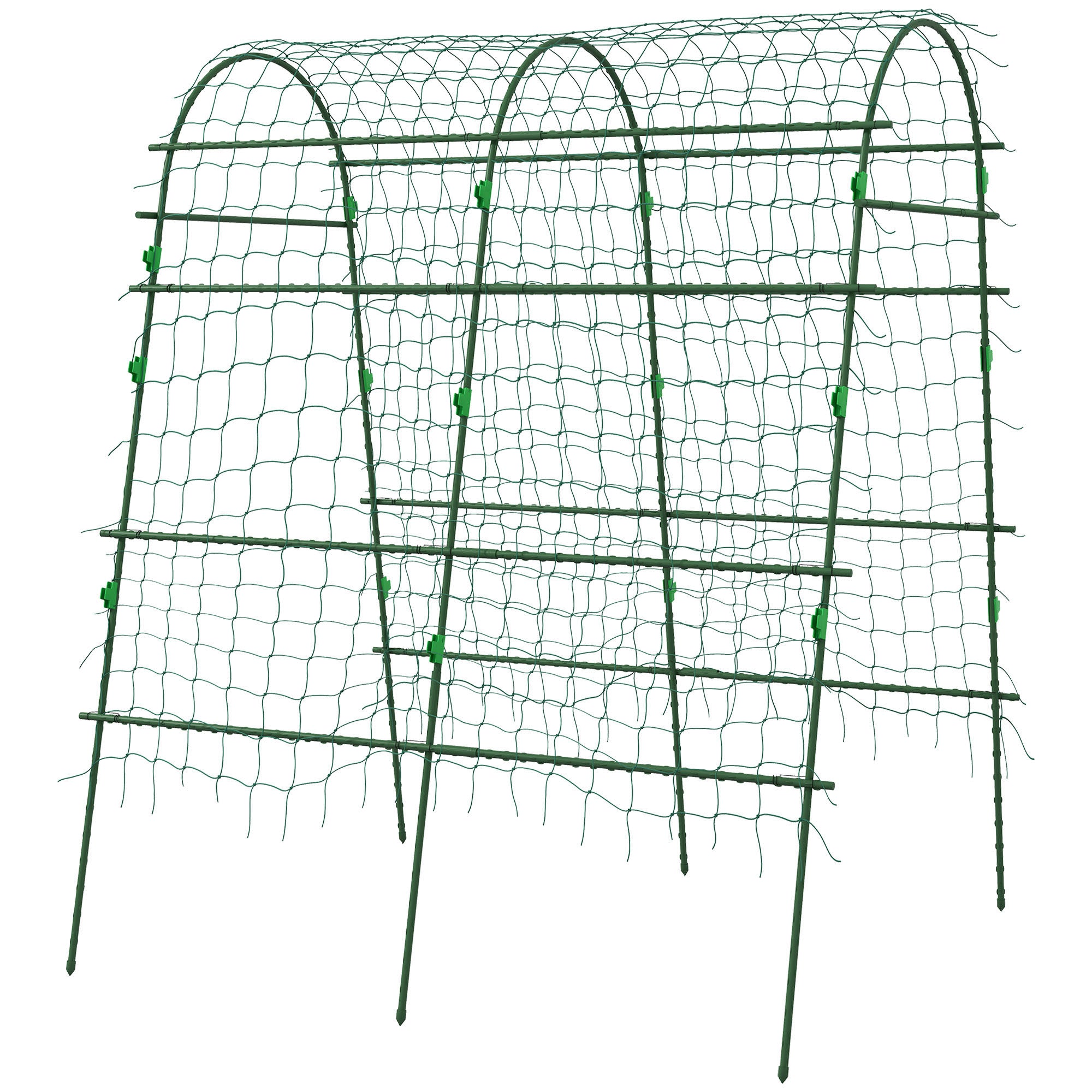 Arched Garden Trellis w/ Climbing Net Metal Cucumber Plant Trellis A-Frame for Climbing Plants 57" x 66" x 81"