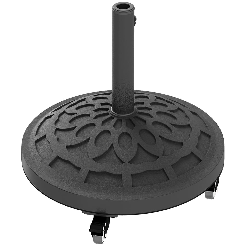 46lbs Resin Round Patio Umbrella Base with Wheels, Umbrella Stand Base, Heavy Duty Patio Umbrella Holder, Black