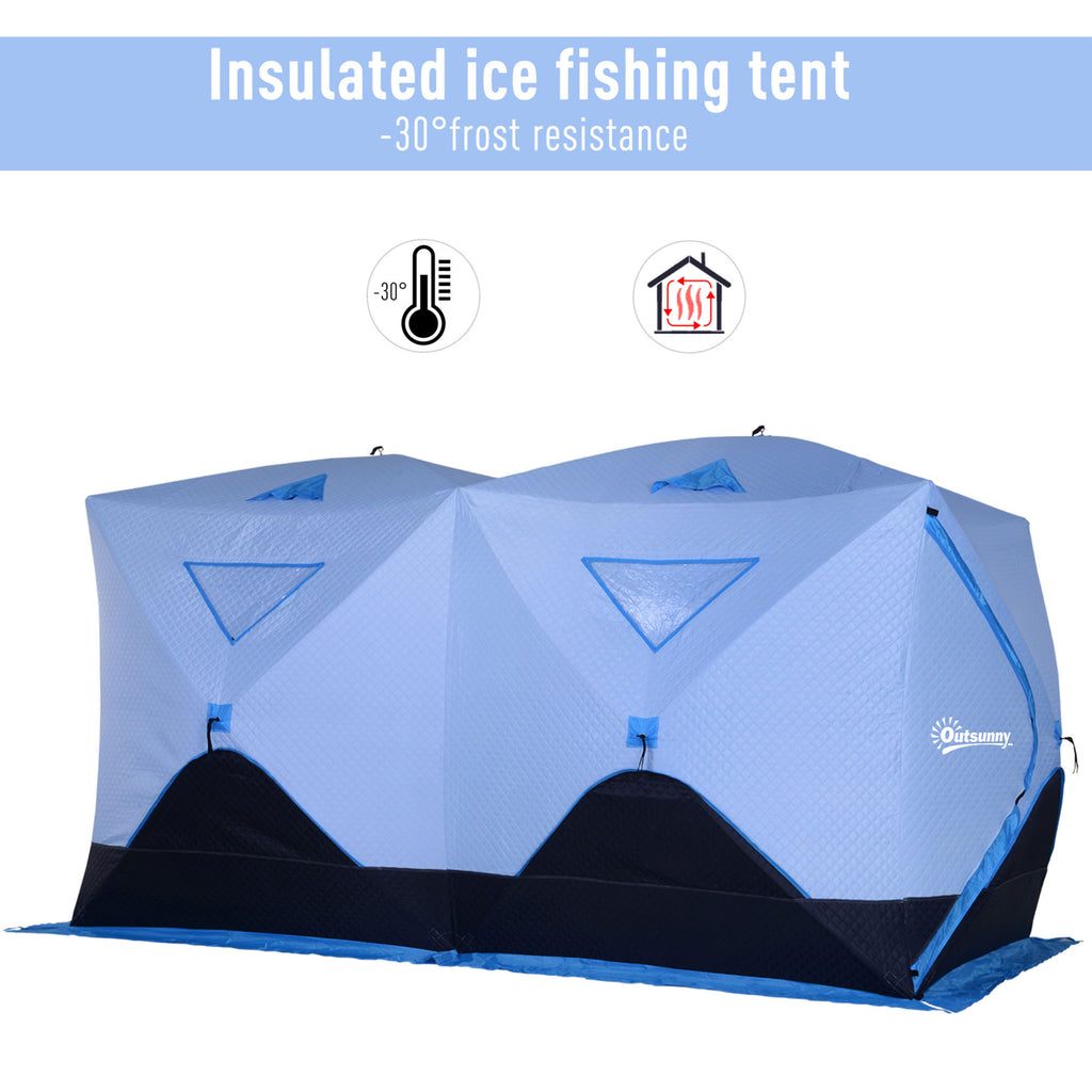 5-8 Person Insulated Ice Fishing Tent Shelter with Ventilation Windows and Carry Bag, for -22â„‰, Blue