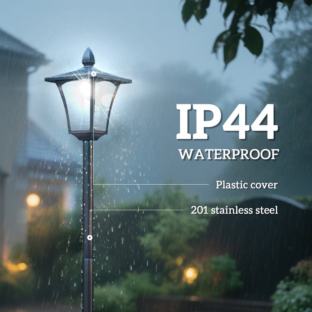 63" Single Solar Lamp Post, 40 Lumens Garden Solar-Powered LED Streetlight Style Outdoor Light Waterproof 5-6 Hours with Base for Lawn Pathway Walkway, Black