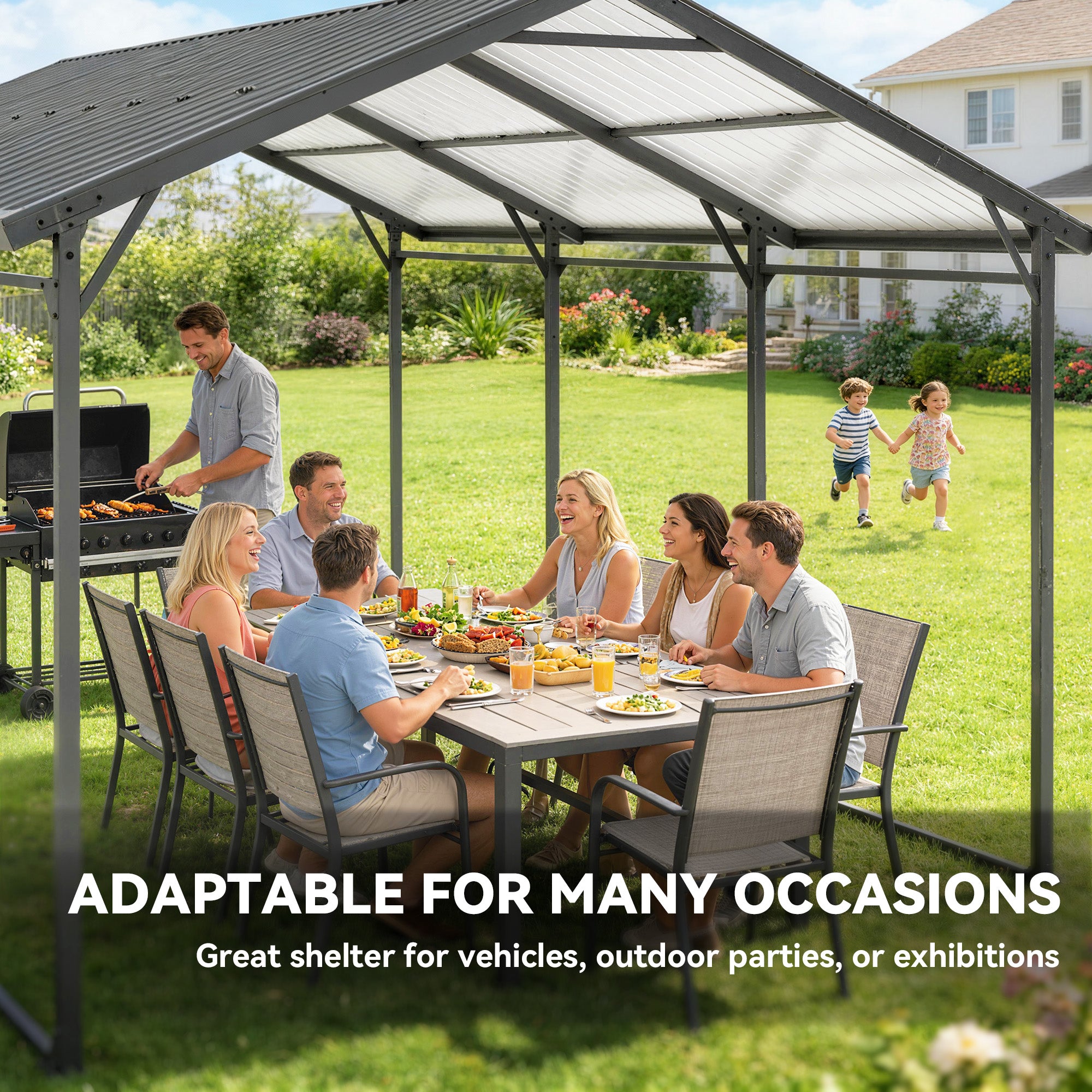 10 x 15ft Metal Carport, Heavy-Duty Carport Canopy with Reinforced Steel Frame & Roof, All-Weather Protection