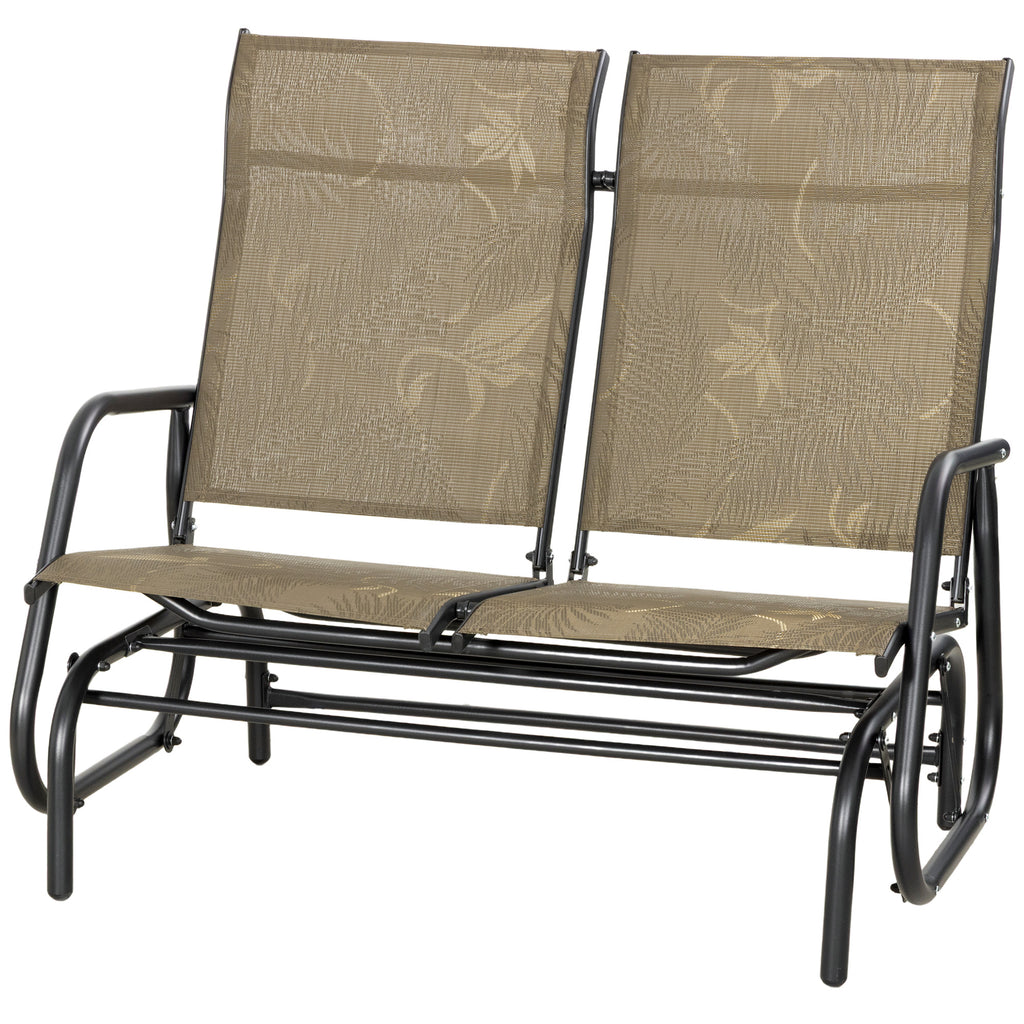 Outdoor Glider Bench, Patio Glider for 2 Persons, Brown