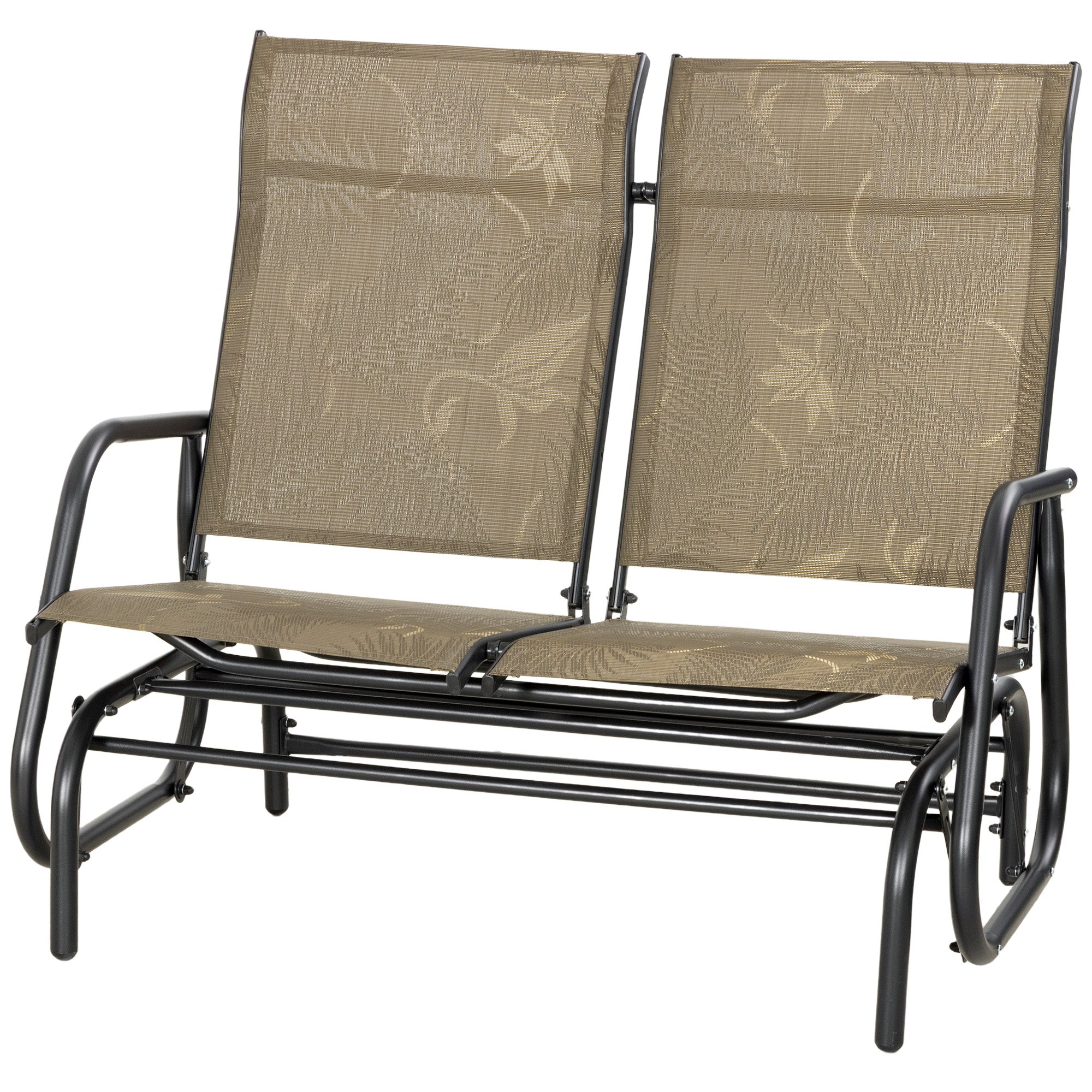 Outdoor Glider Bench, Patio Glider for 2 Persons, Brown
