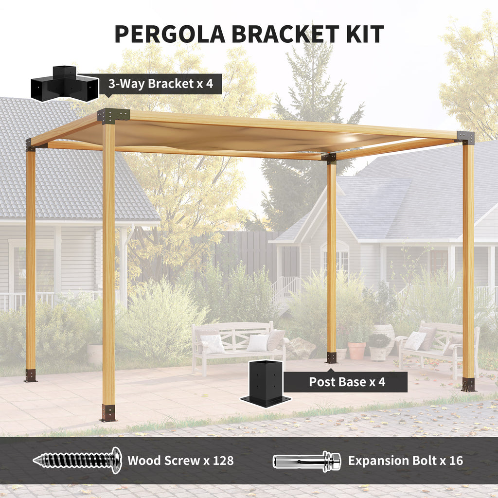 8PCS Pergola Kit, Pergola Brackets with 3-Way & 4-Way Corner Brackets for 4"x4" (Actual 3.6"x3.6") Lumber
