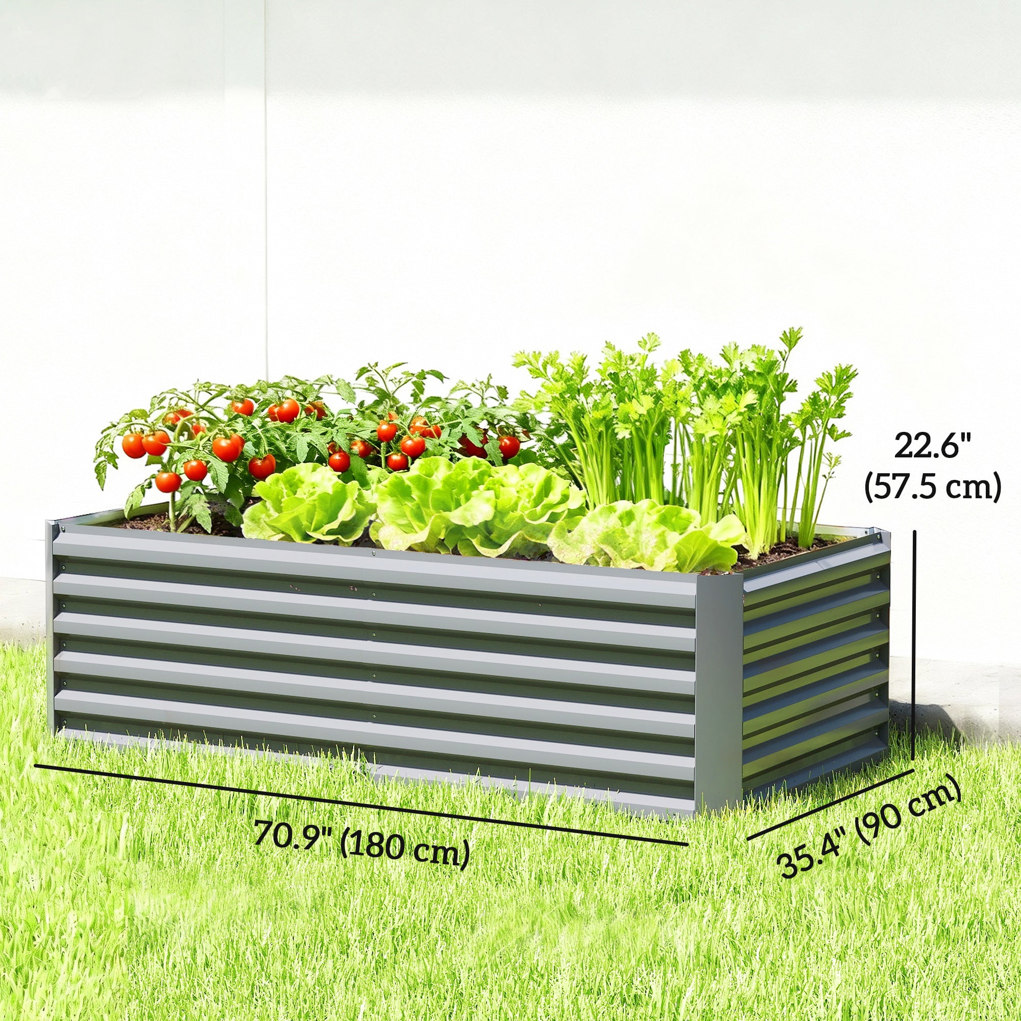 6' x 3' x 2' Raised Garden Bed, Galvanized Planter Box for Growing Flowers, Herbs and Vegetables, Light Grey