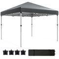 10' x 10' Pop Up Canopy with Sidewalls, Roller Bag, Height Adjustable Instant Tent for Outdoor, Garden, Patio, Grey