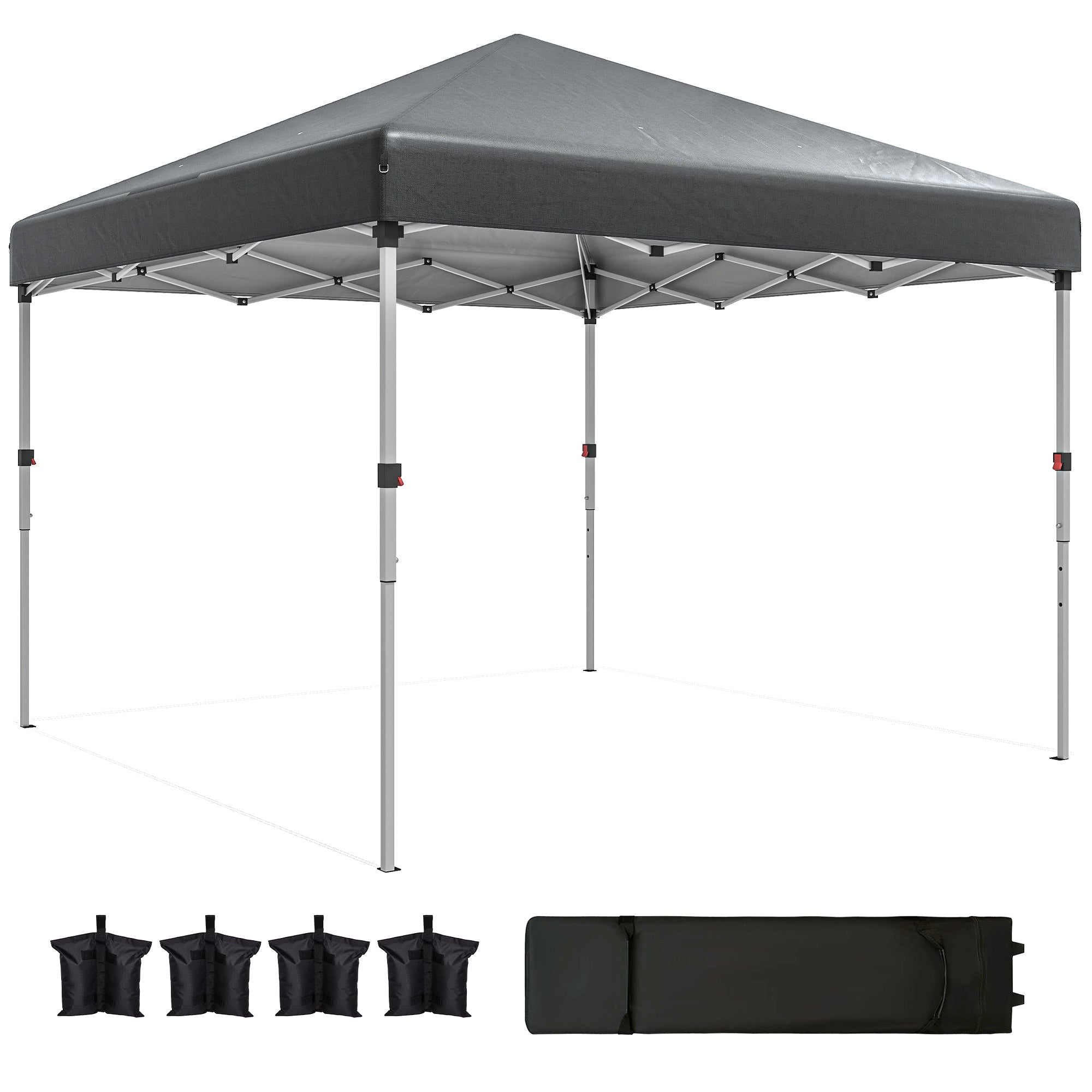 10' x 10' Pop Up Canopy with Sidewalls, Roller Bag, Height Adjustable Instant Tent for Outdoor, Garden, Patio, Grey