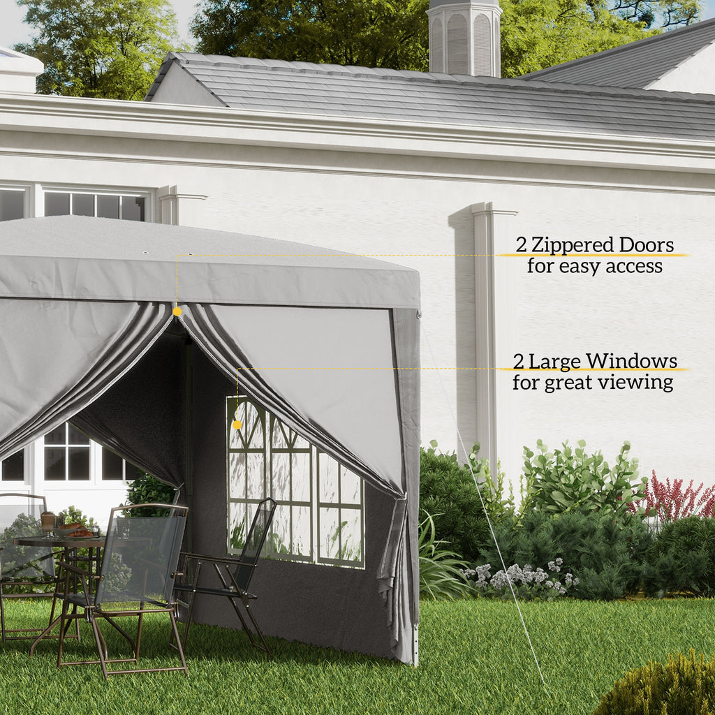 10'x10' Outdoor Pop Up Party Tent Wedding Gazebo Canopy with Carrying Bag (Light Grey)