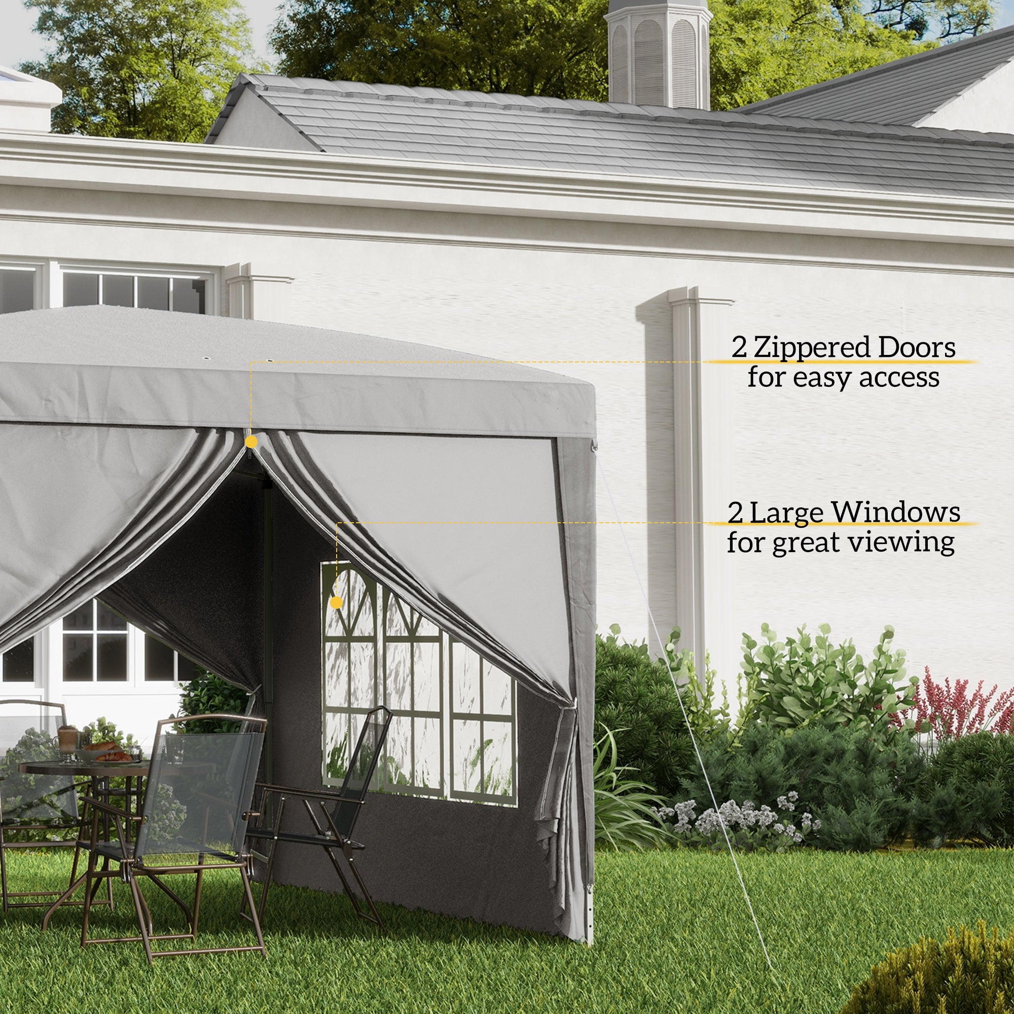 10'x10' Outdoor Pop Up Party Tent Wedding Gazebo Canopy with Carrying Bag (Light Grey)