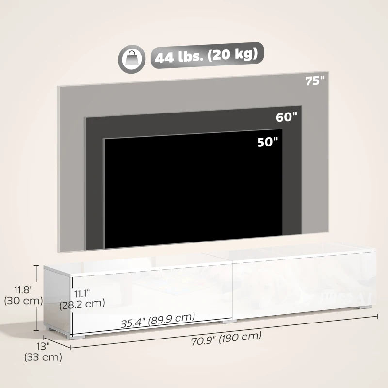 70.9 inch floating entertainment center for large screen TVs