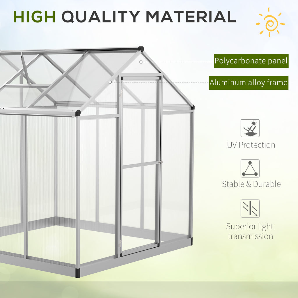 Polycarbonate Greenhouse with Slide Door, Walk-in Outdoor Warm House for Plants Flower Growth, Clear