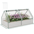 6' x 3' Metal Planter Box with Cover, Raised Garden Bed with Mini Greenhouse for Herbs, Vegetables, Clear and Silver