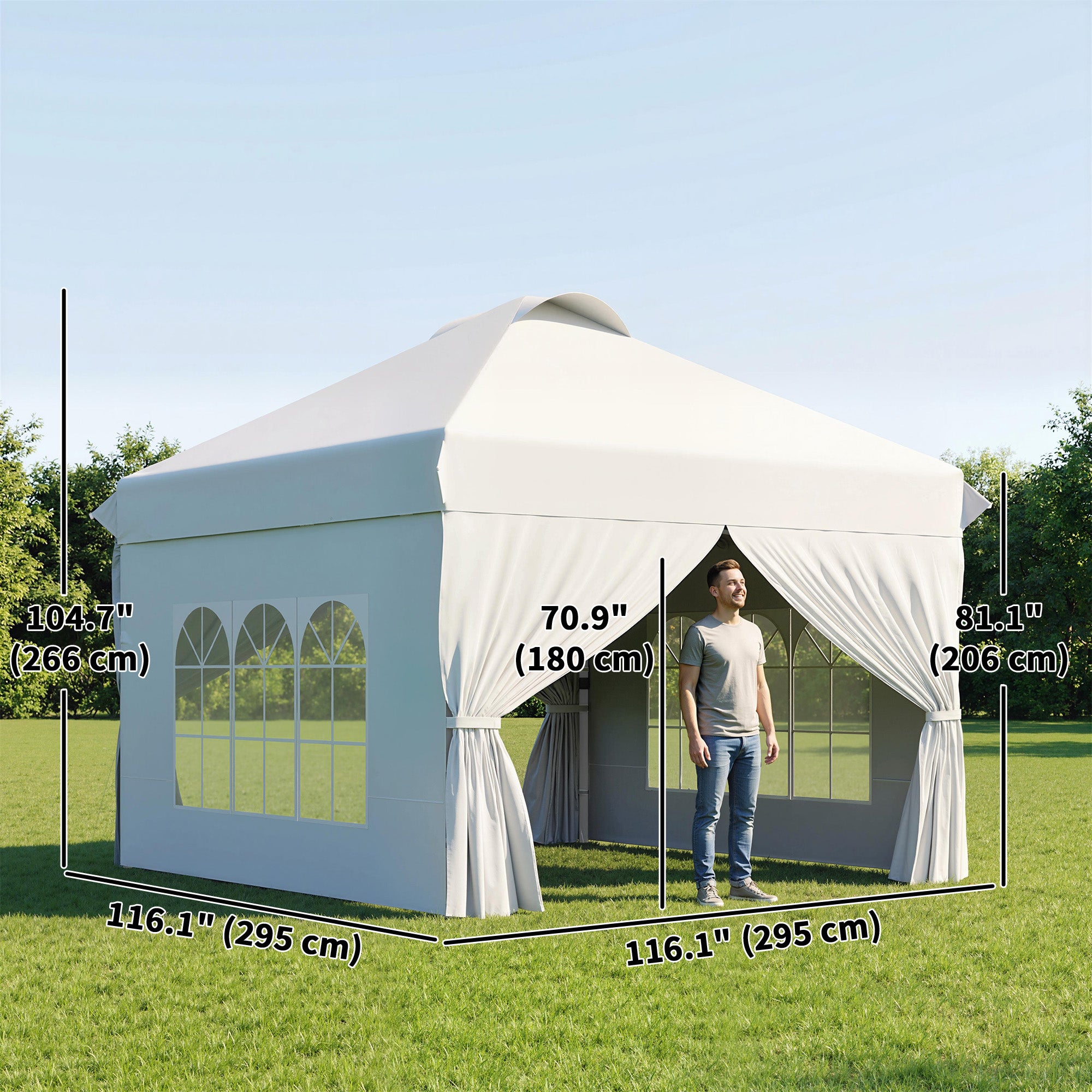 10' x 10' Pop Up Canopy Tent, Instant Sun Shelter, Tents for Parties, with Wheeled Carry Bag, White