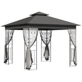 10'x10' Soft-top Steel Patio Gazebo Outdoor Sun Shelter with 2-Tier Polyester Roof, Curtain Sidewalls, Grey
